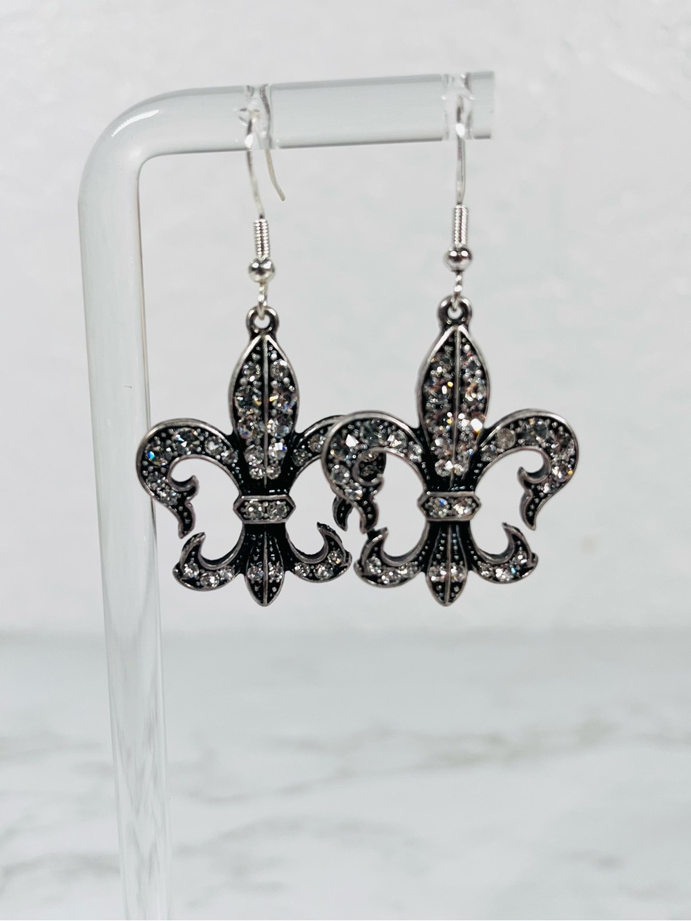 Fleur-de-Lis Rhinestone Earrings